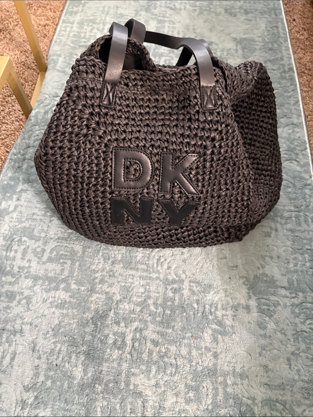 DKNY Black Woven Logo Tote